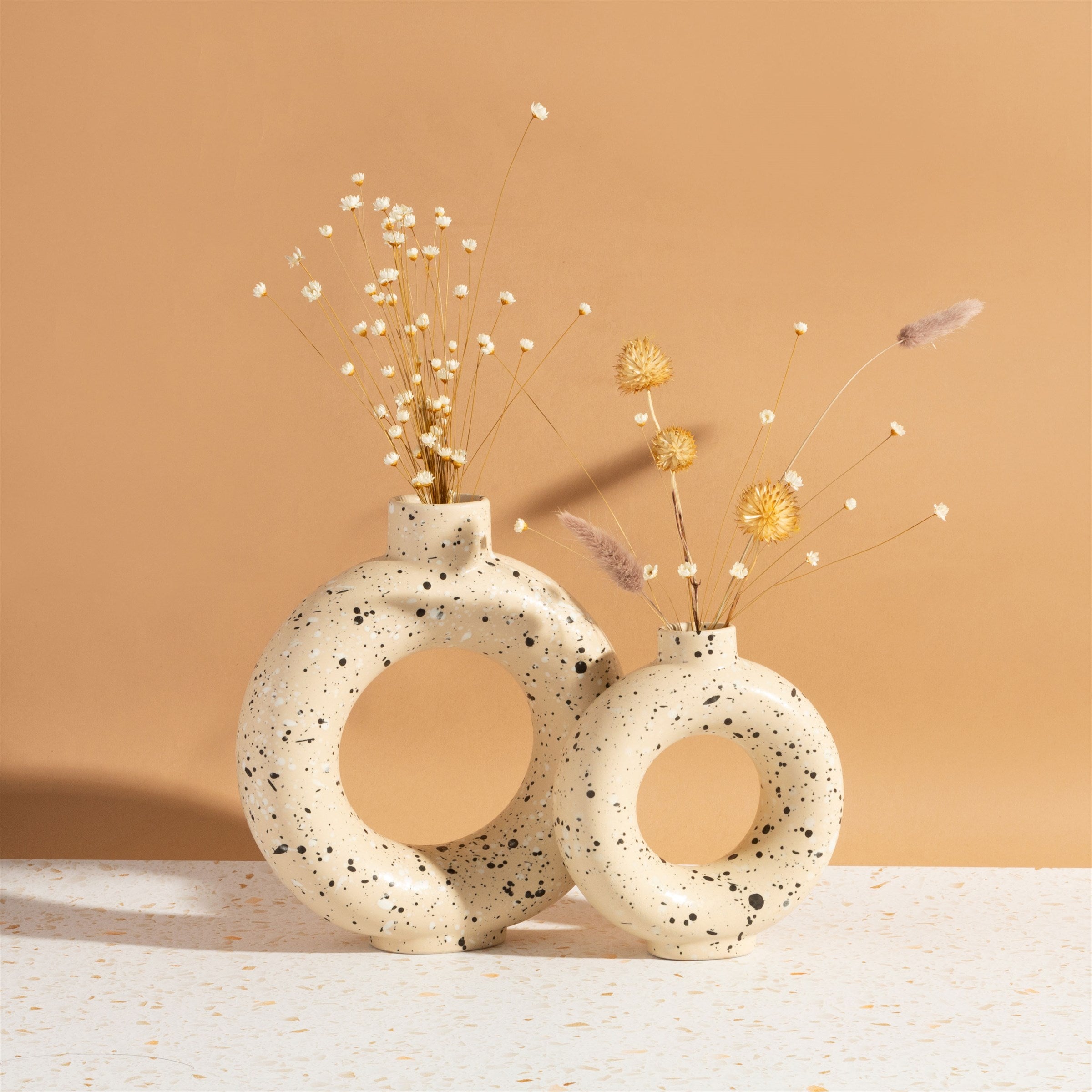 Sass and Belle Sand Terrazzo Speckled Circle Vase Large