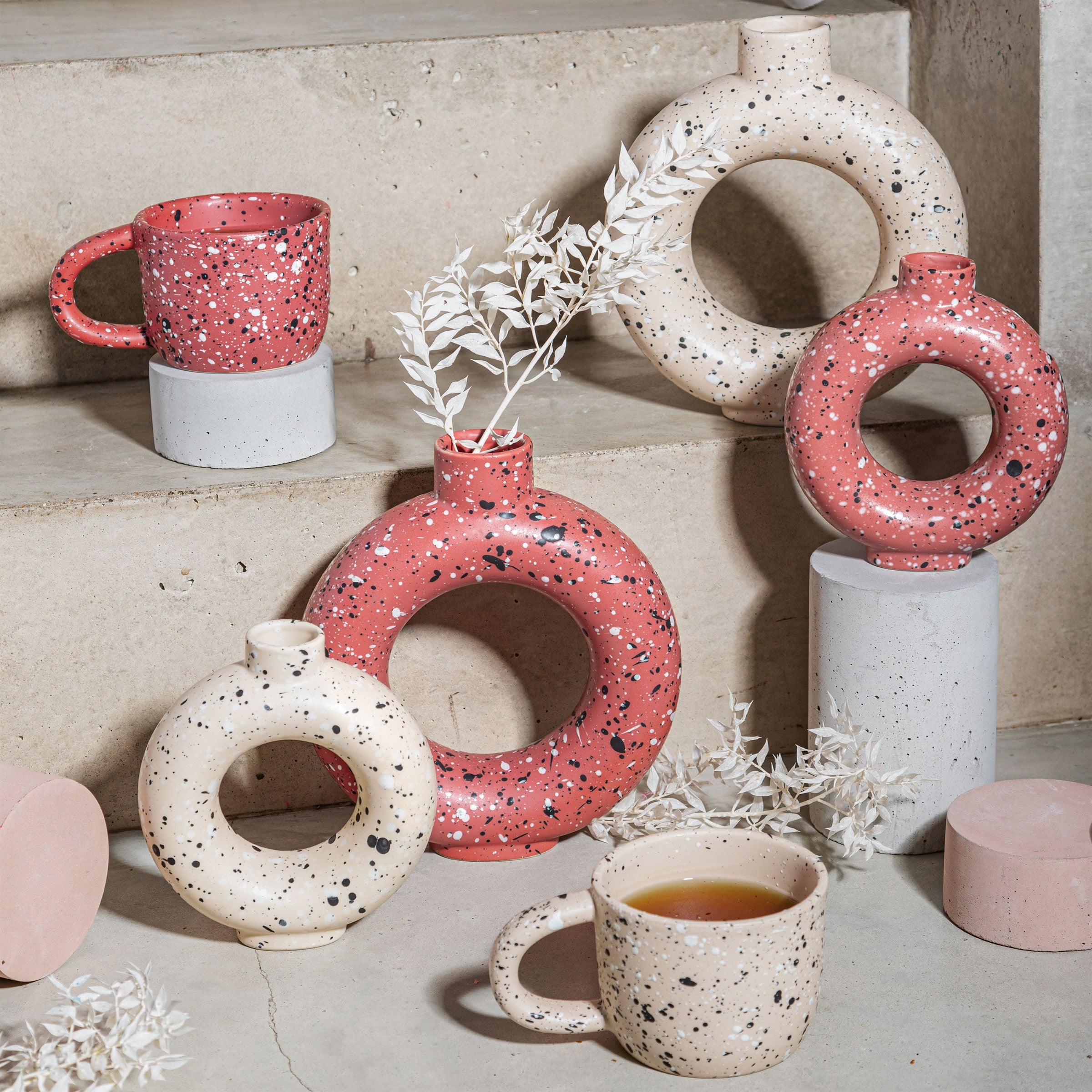 Sass and Belle Sand Terrazzo Speckled Circle Vase Large