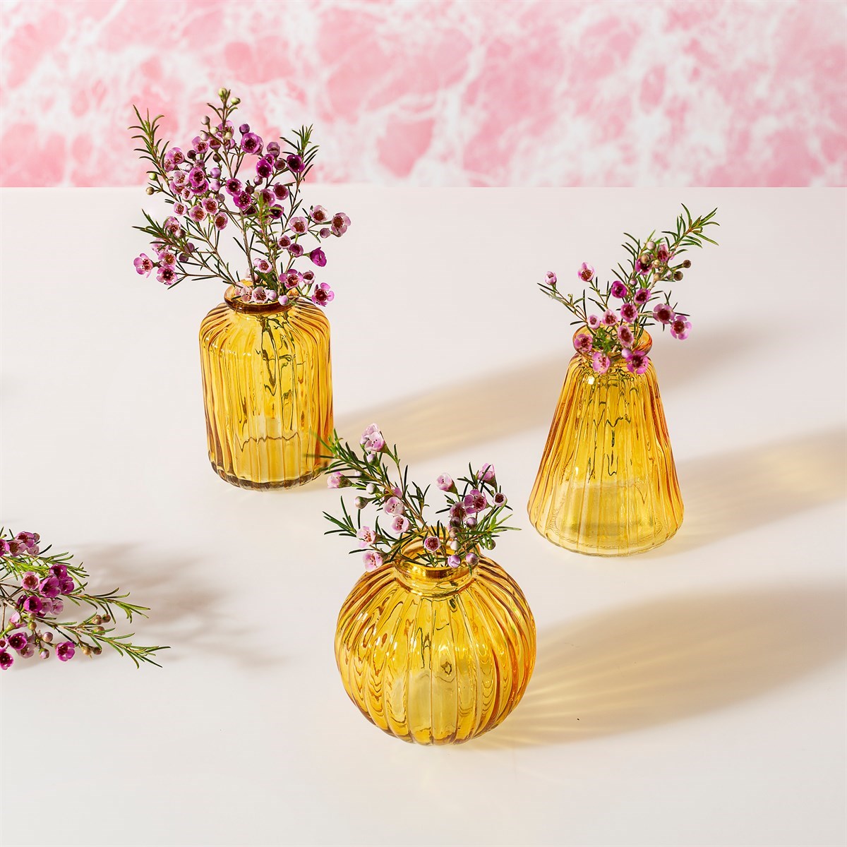 Sass &amp; Belle Mini Yellow Glass Bud Vases