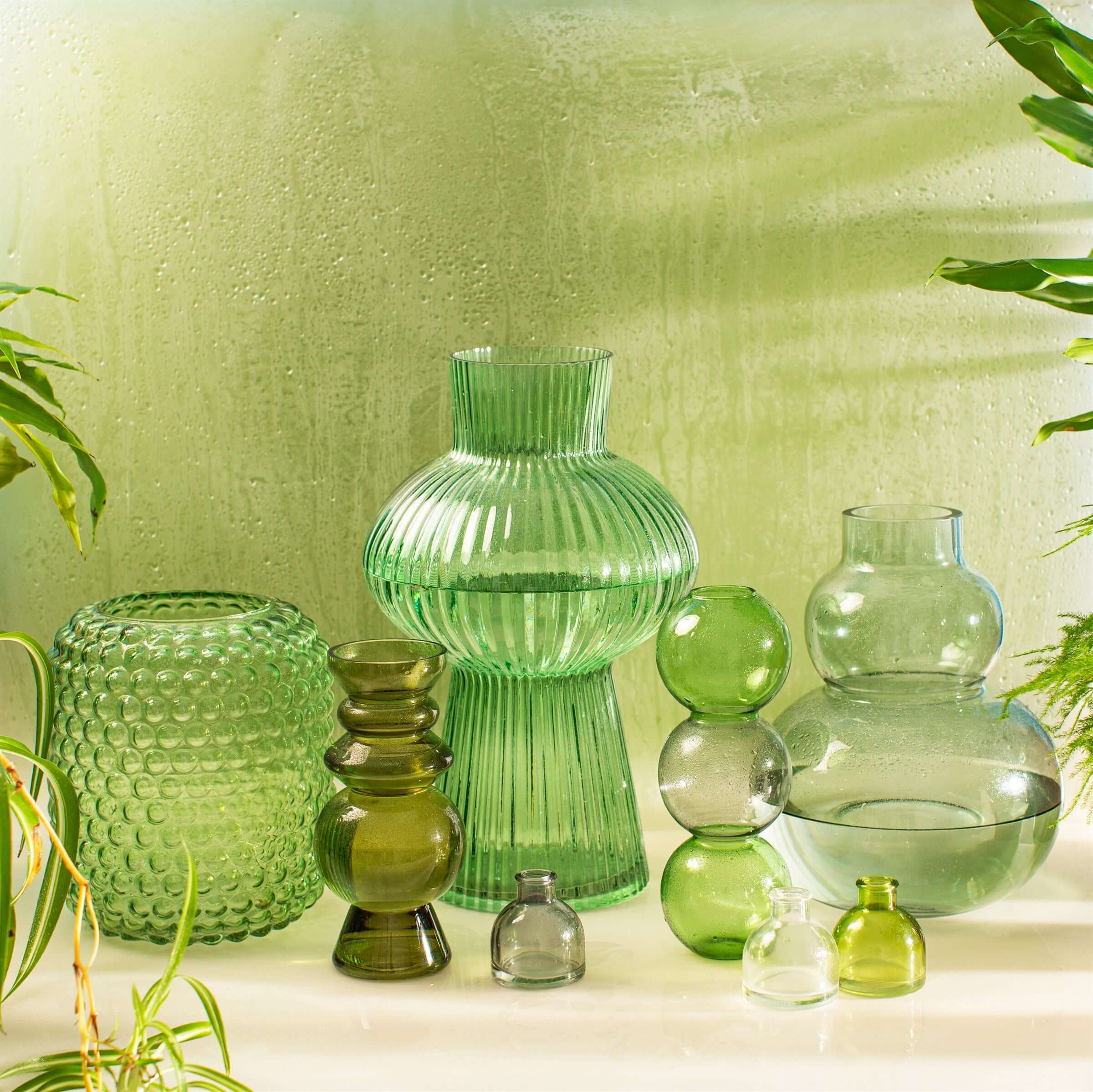 Sass &amp; Belle Green Glass Bobble Vase