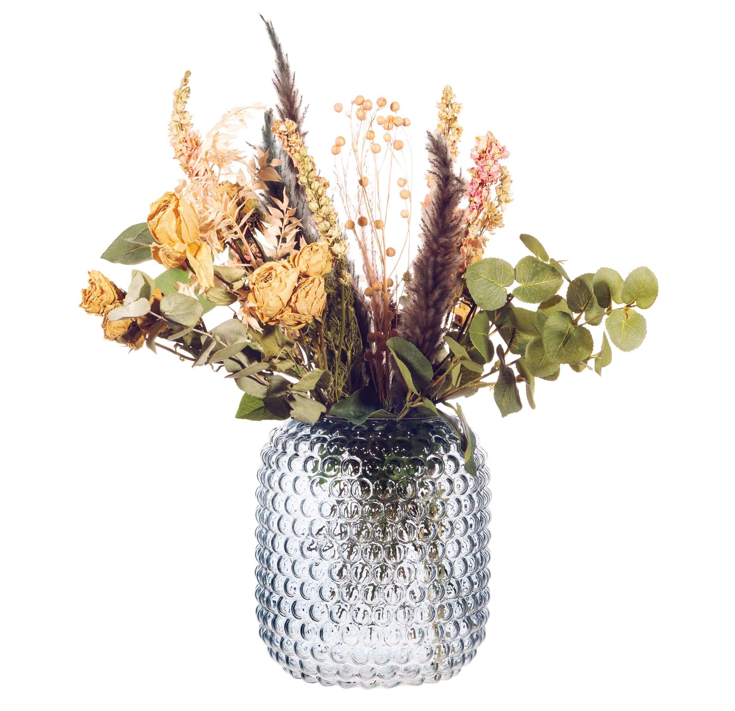 Sass And Belle Grey Glass Bobble Vase 16 x 16 x 20 Cm Boho Home Decor