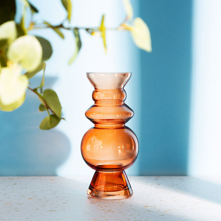 Sass & Belle Selina Glass Vase in Dark Amber