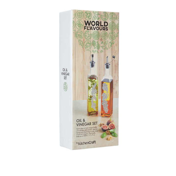 KitchenCraft World of Flavours Italian Set of 2 Glass Oil and Vinegar Bottles