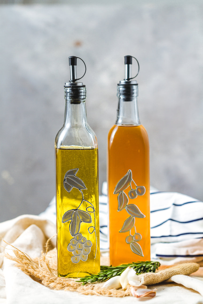 KitchenCraft World of Flavours Italian Set of 2 Glass Oil and Vinegar Bottles