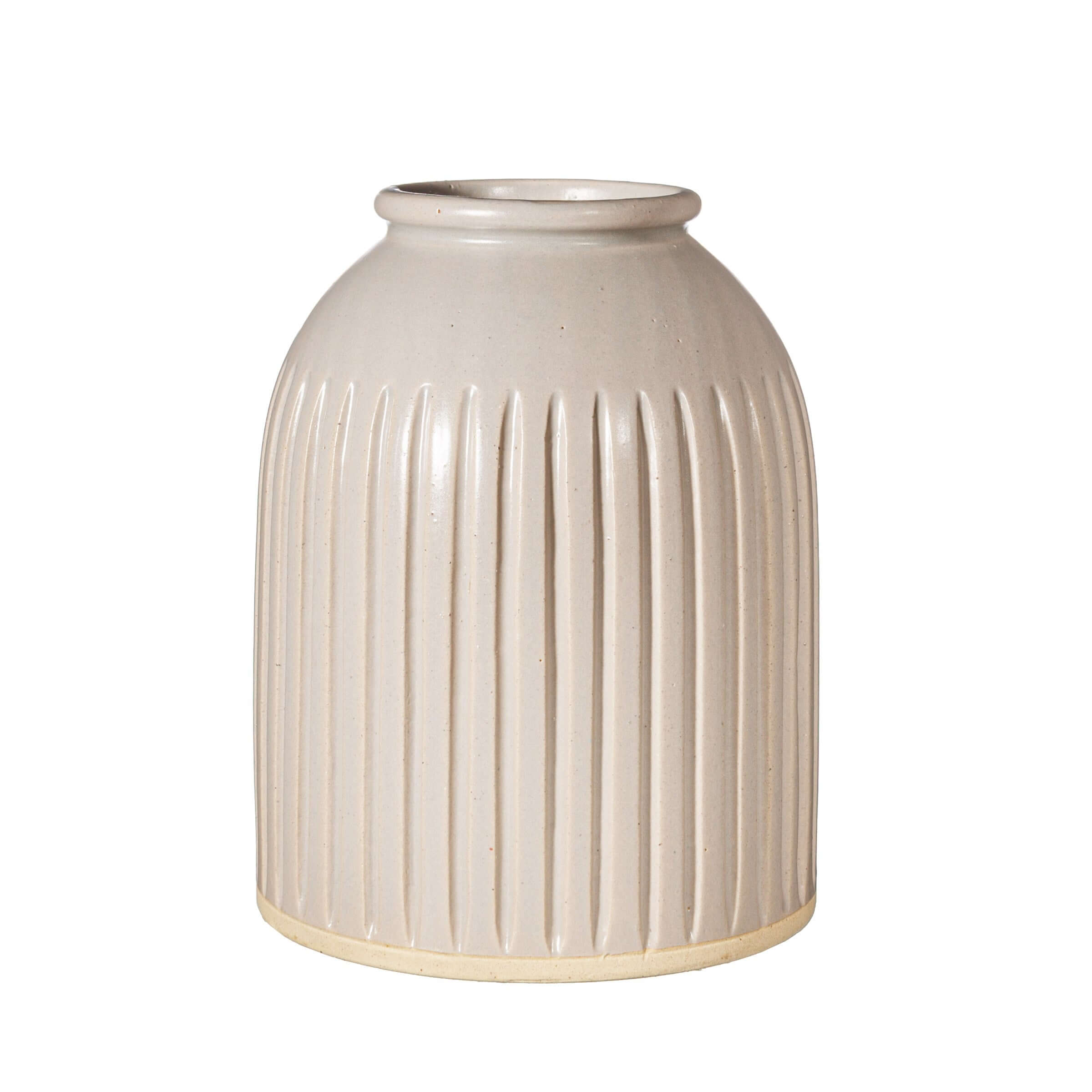 Sass And Belle Grooved Vase Speckled Grey Glaze Japandi Inspired Centerpiece