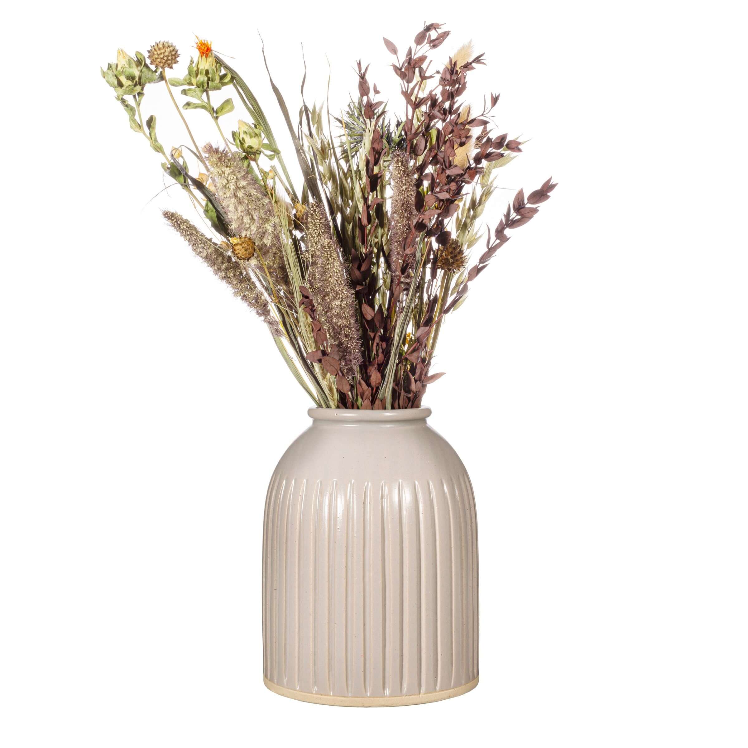 Sass And Belle Grooved Vase Speckled Grey Glaze Japandi Inspired Centerpiece