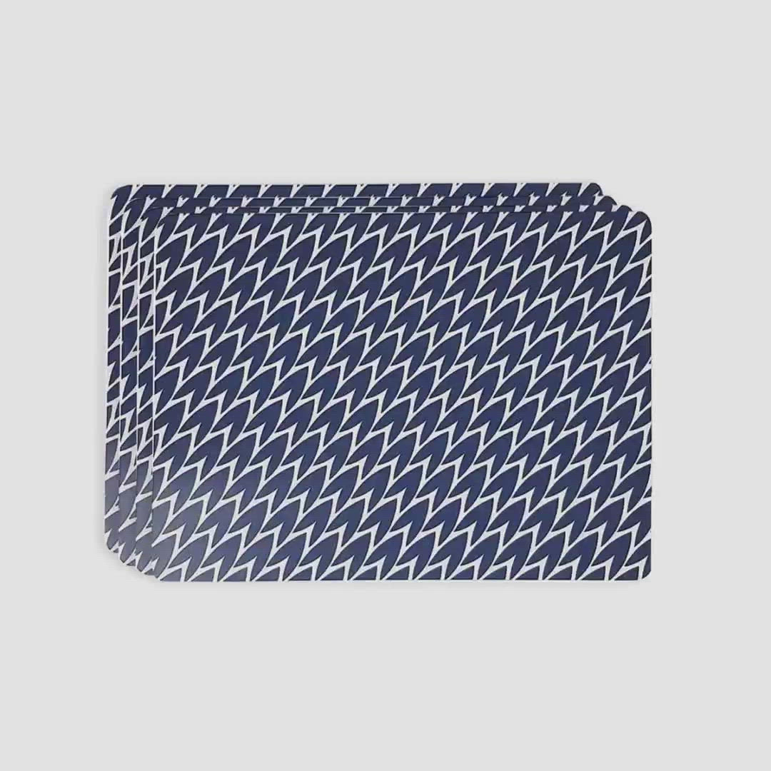 Laura Jackson Leaf Placemats Dark Blue - Set Of 4 by@Vidoo