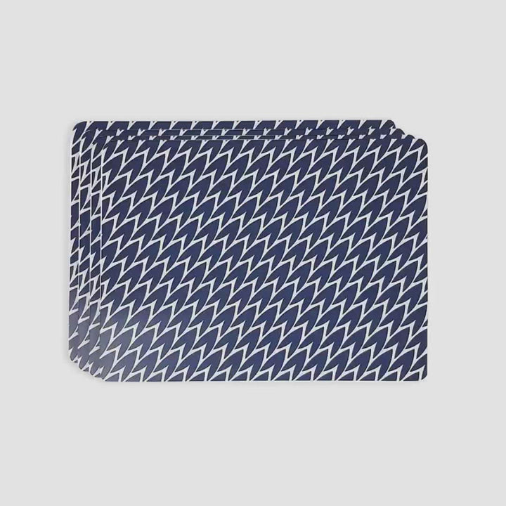 Laura Jackson Leaf Placemats Dark Blue - Set Of 4 by@Vidoo