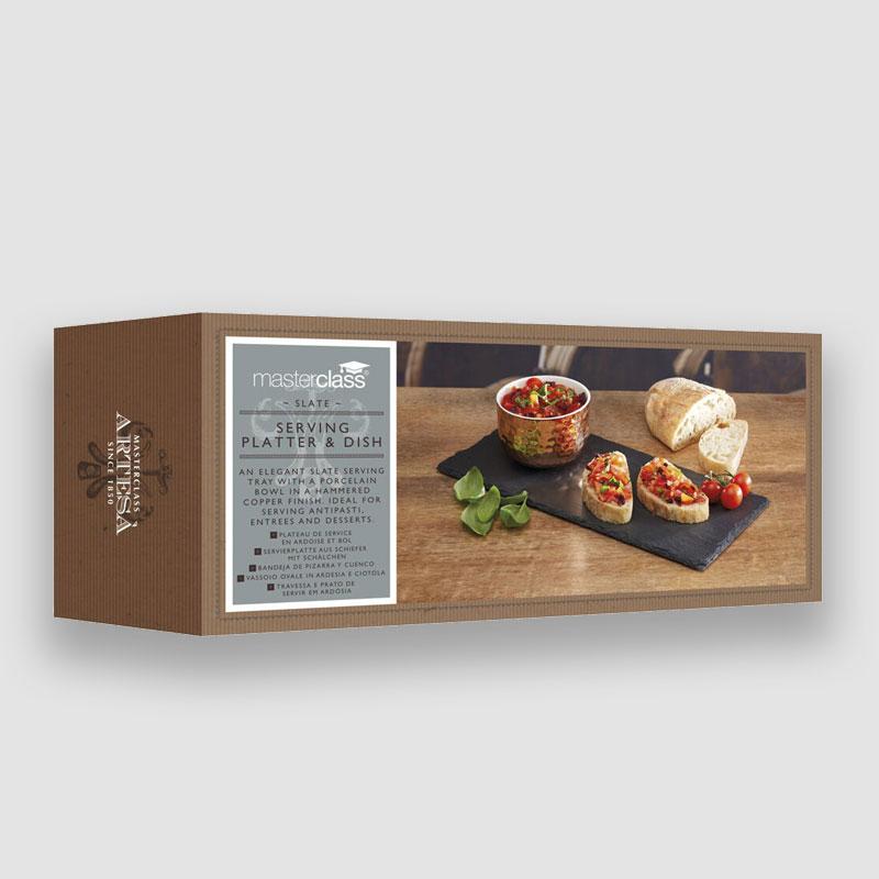 Artesa - Artesa Slate Serving Tray and Copper-Finish Bowl Set - Serveware - mzube - ARTSET2PC