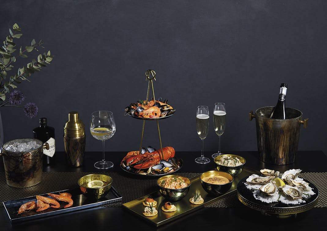 Kitchencraft - Artesà Blue Galvanised Serving Platter with Brass Serving Bowl - Serveware - mzube - ARTBLUPLAT