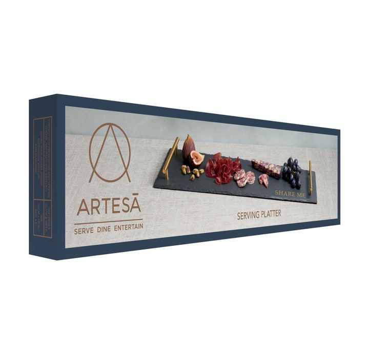 Kitchencraft - Artesà Slate with Twin Brass Coloured Handles - Serveware - mzube - ARTPLATTERTEXT