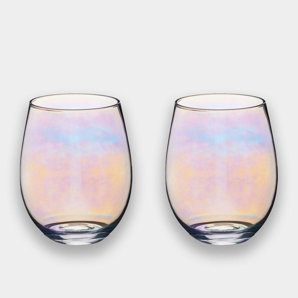 Barcraft - BarCraft Set of Two Iridescent Glass Tumblers - Barware - mzube - BCTUMLUST2PC