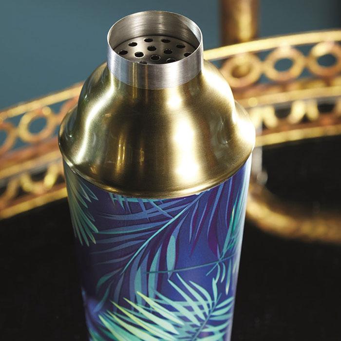 Barcraft - BarCraft Brass Finish Stainless Steel Tropical Leaves Cocktail Shaker - Barware - mzube - BCCSPALM