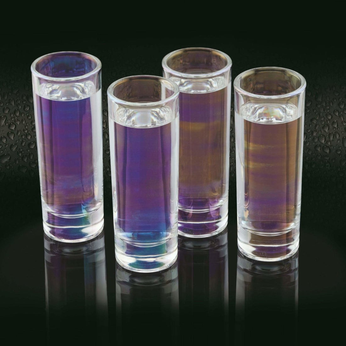 Barcraft - BarCraft Set of Four Iridescent Tall Shot Glasses - Barware - mzube - BCSGLUST4PC