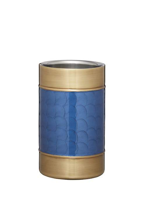 Barcraft - BarCraft Stainless Steel Blue and Brass Finish Wine Cooler - Barware - mzube - BCWCBLUBRS