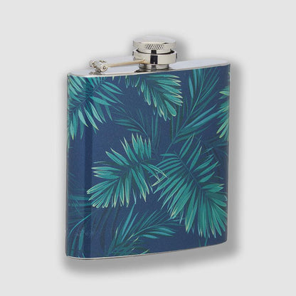 Barcraft - BarCraft Stainless Steel Tropical Leaves 175ml Hip Flask - Barware - mzube - BCPALMFLSK