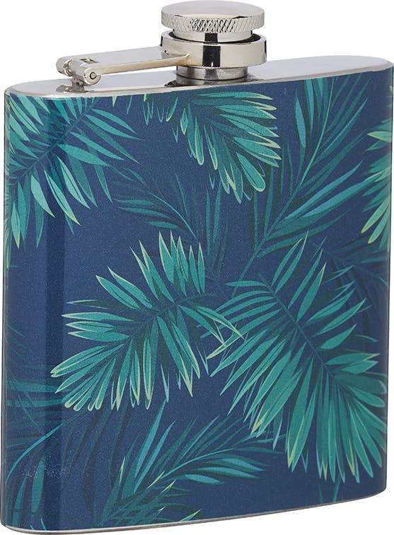 Barcraft - BarCraft Stainless Steel Tropical Leaves 175ml Hip Flask - Barware - mzube - BCPALMFLSK