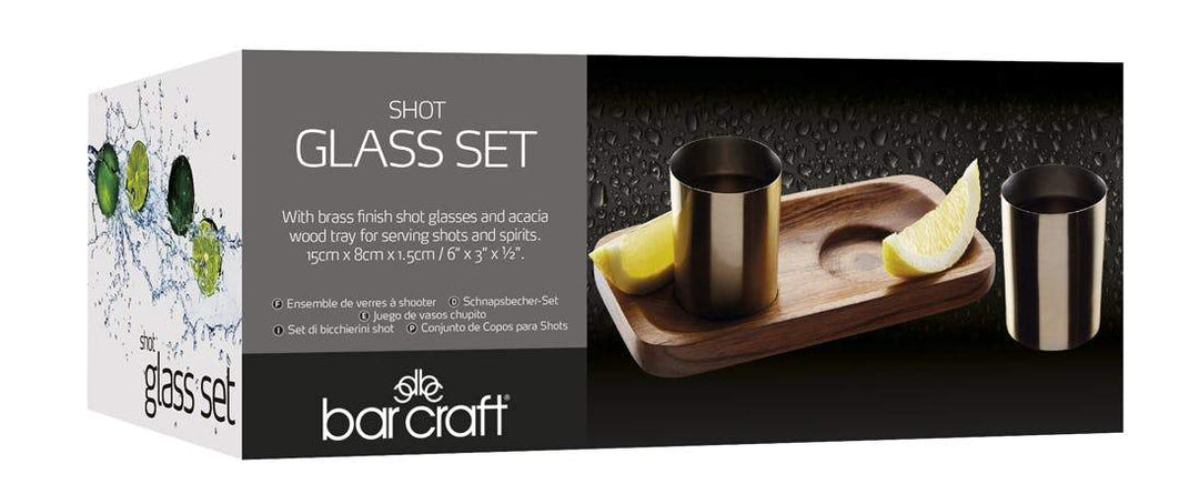 Barcraft - BarCraft Three Piece Brass Finish Shot Gift Set - Barware - mzube - BCSHOT2PC