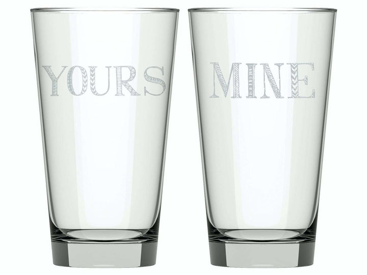 Barcraft - Creative Tops Stir It Up Set Of 2 Mine And Yours High Ball Glasses - Barware - mzube - 7013379900