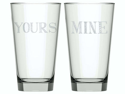 Barcraft - Creative Tops Stir It Up Set Of 2 Mine And Yours High Ball Glasses - Barware - mzube - 7013379900