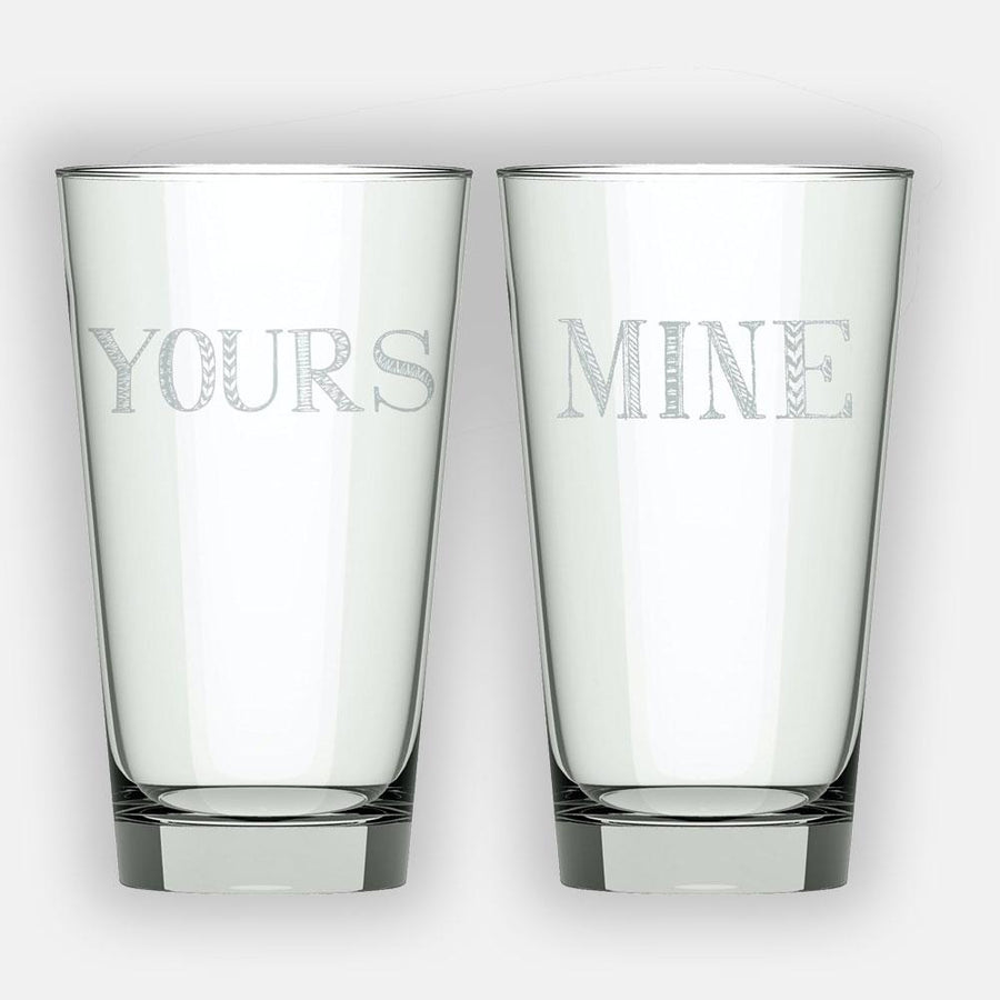 Barcraft - Creative Tops Stir It Up Set Of 2 Mine And Yours High Ball Glasses - Barware - mzube - 7013379900