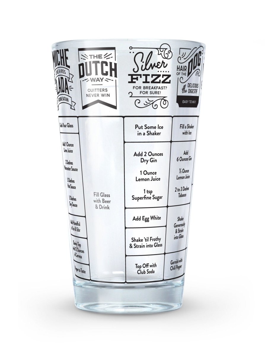 Fred - Fred Good Measure Hangover Recipe Glass - Barware - mzube - FRED-GM-HOVER