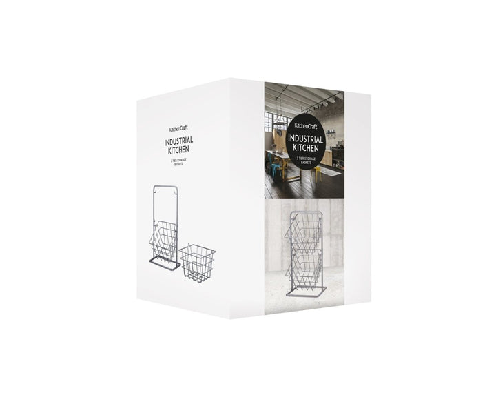 Kitchencraft - Industrial Kitchen 2 Tier Distressed Paintwork Industrial Style Wire Storage Baskets - Kitchen Homeware -