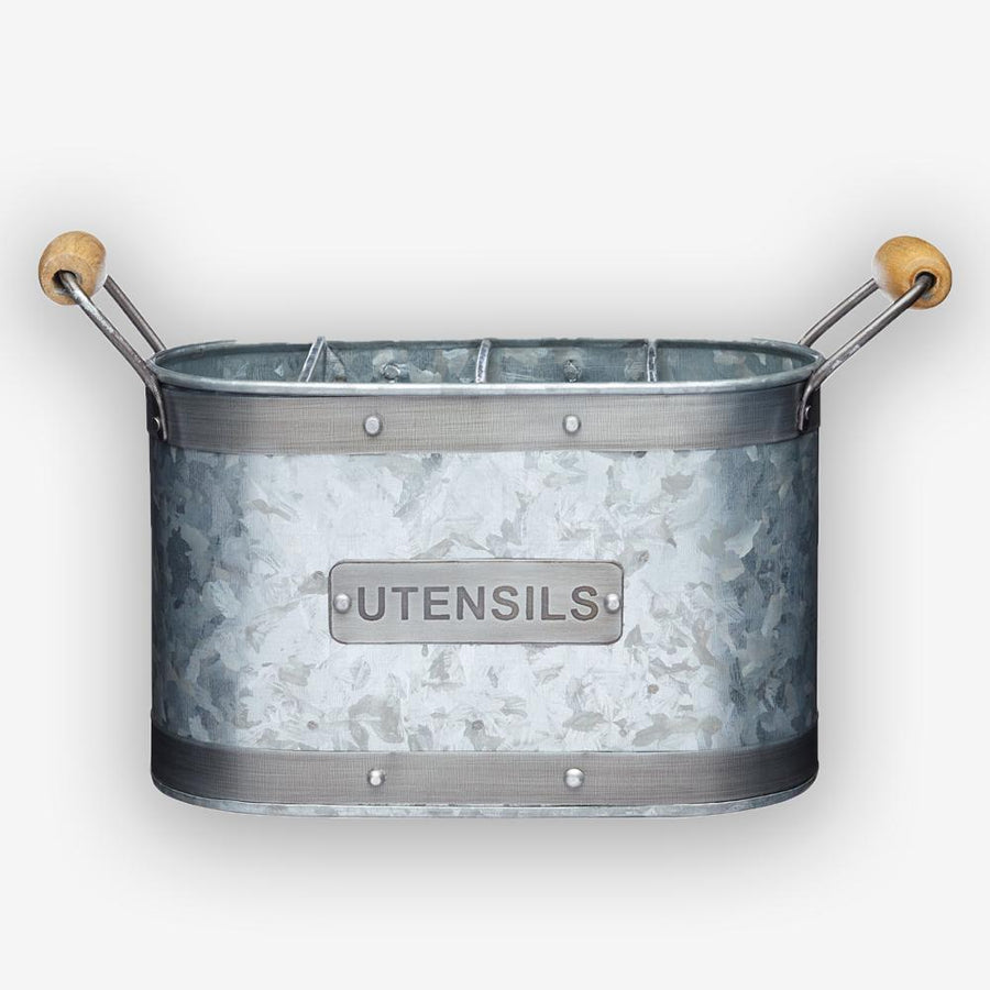 Kitchencraft - Industrial Kitchen Galvanised Steel Utensil Caddy - Serveware - mzube - INDUTENHLD