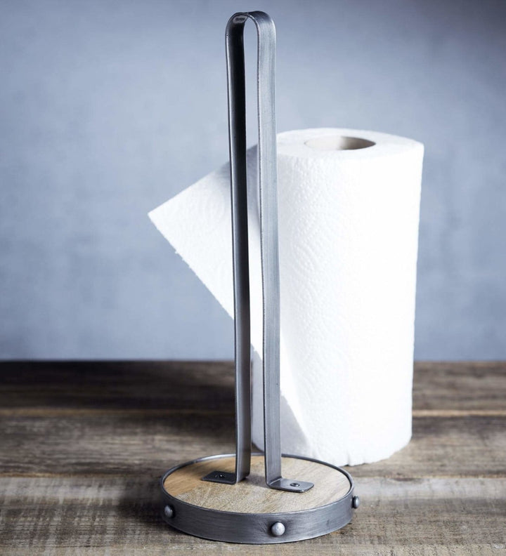 Kitchencraft - Industrial Kitchen Metal and Wooden Kitchen Roll Holder - Kitchen Homeware - mzube - INDTOWEL