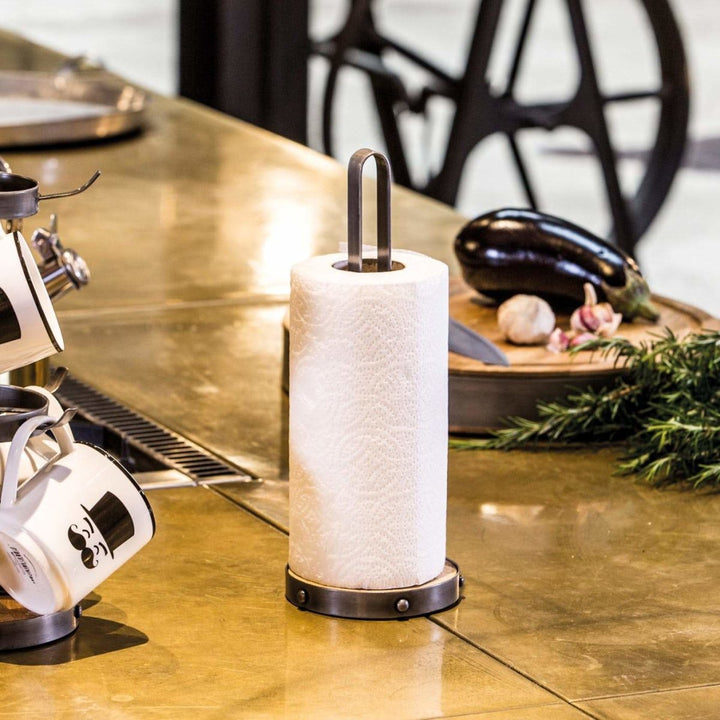 Kitchencraft - Industrial Kitchen Metal and Wooden Kitchen Roll Holder - Kitchen Homeware - mzube - INDTOWEL