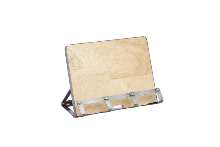 Kitchencraft - Industrial Kitchen Metal / Wooden Cookbook Stand & Tablet Holder - Kitchen Homeware - mzube - INDCBSTAND