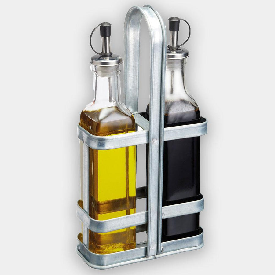Kitchencraft - Industrial Kitchen Vintage-Style Glass Oil and Vinegar Cruet Set - Serveware - mzube - INDOILVIN2PC