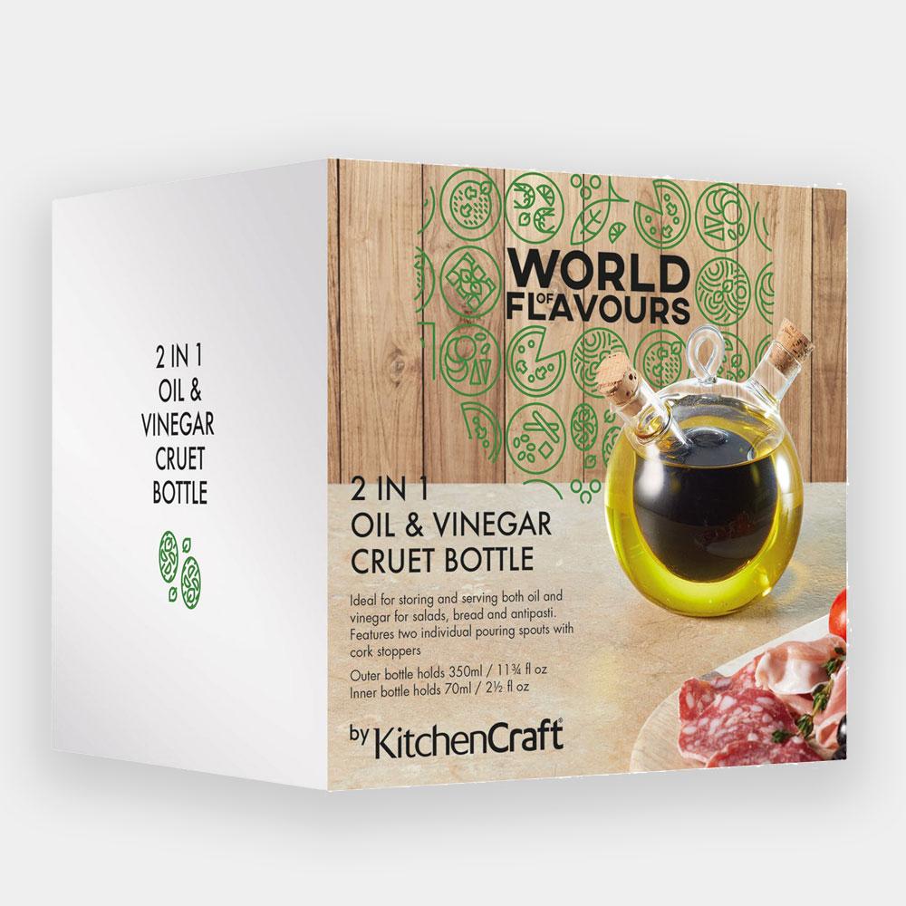 Kitchencraft - KitchenCraft World of Flavours Italian Round Dual Oil and Vinegar Bottle - Serveware - mzube - WFITCRUET