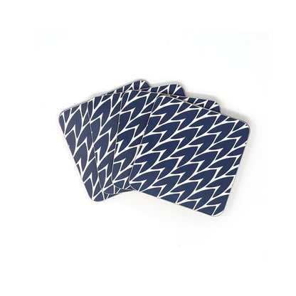 Laura Jackson - Laura Jackson Leaf Drink Coasters Dark Blue- Set Of 4 - Serveware - mzube - LCODB01