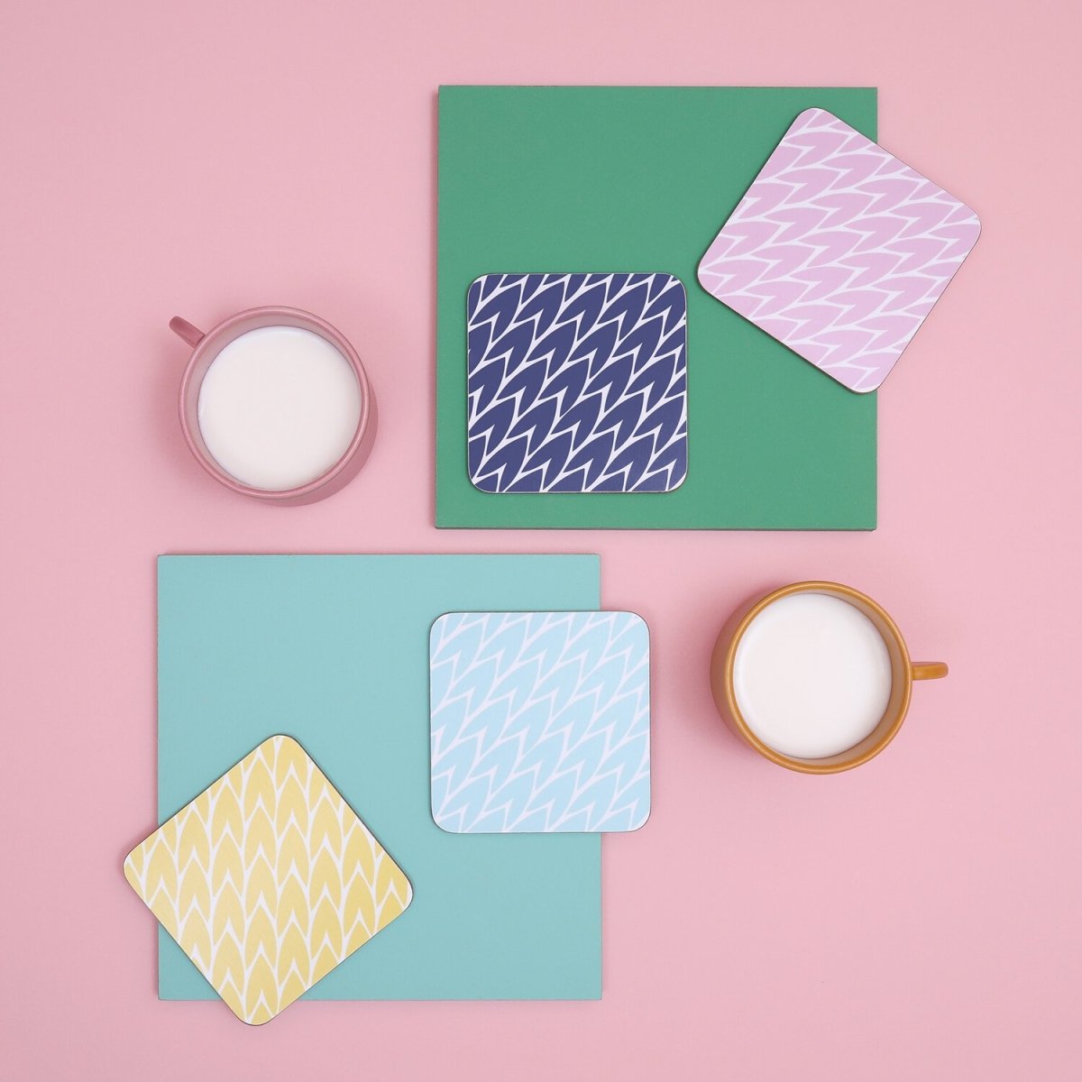 Laura Jackson - Laura Jackson Leaf Drink Coasters Dark Blue- Set Of 4 - Serveware - mzube - LCODB01
