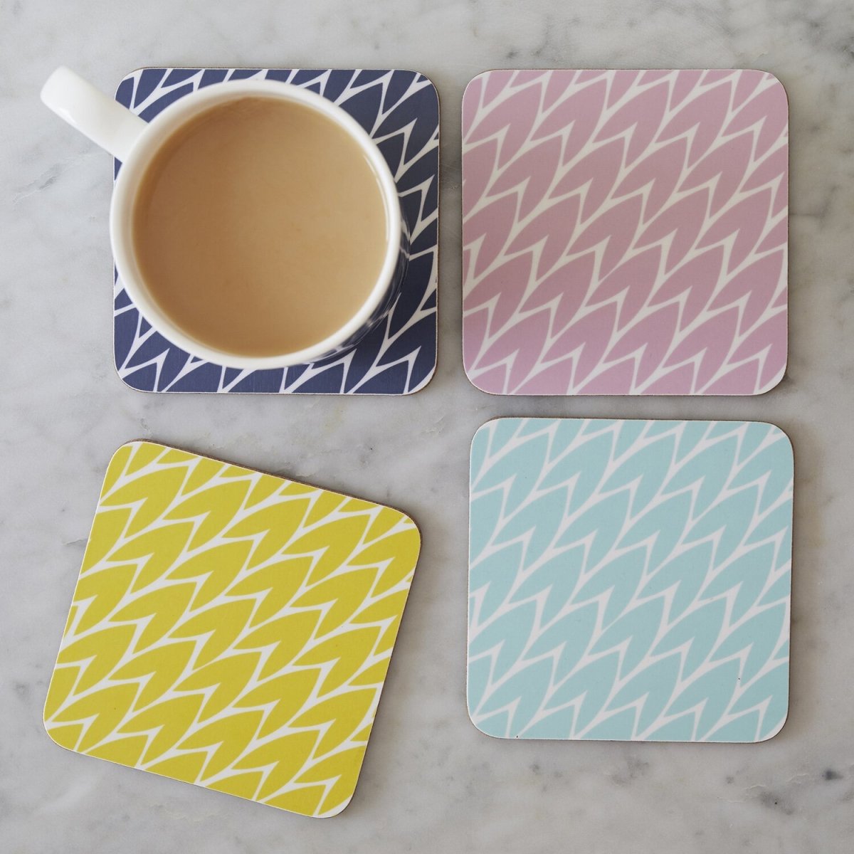 Laura Jackson - Laura Jackson Leaf Drink Coasters - Pink- Set Of 4 - Serveware - mzube - LCOPI04