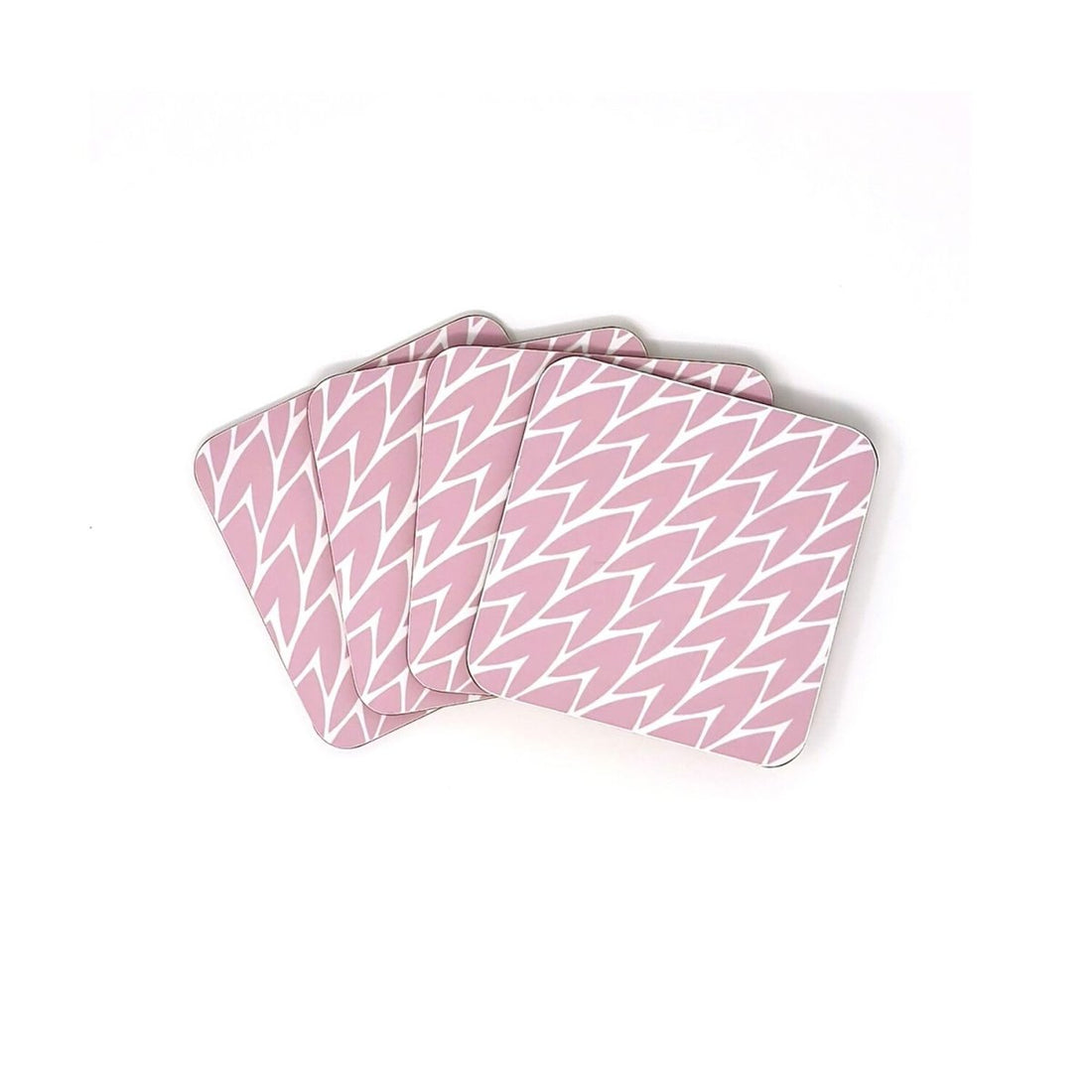 Laura Jackson - Laura Jackson Leaf Drink Coasters - Pink- Set Of 4 - Serveware - mzube - LCOPI04