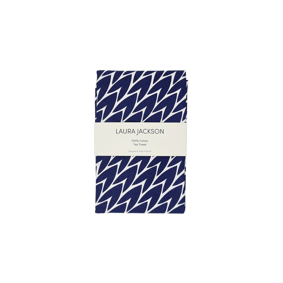 Laura Jackson - Laura Jackson Leaf Tea Towel / Dark Blue - Kitchen Homeware - mzube - LTDB01
