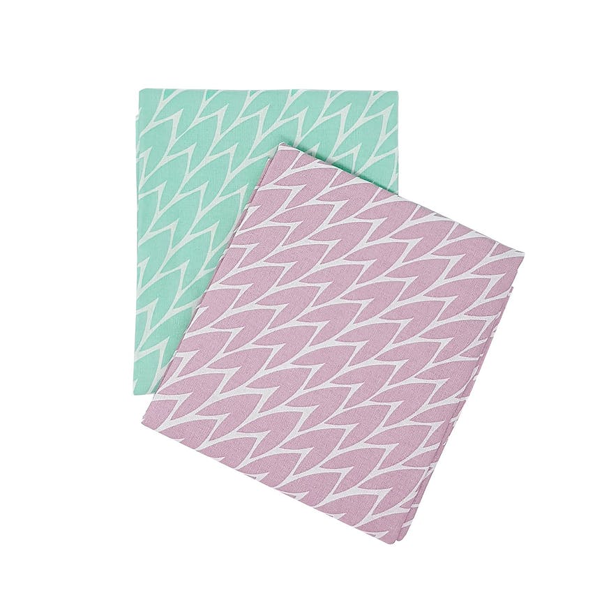 Laura Jackson - Laura Jackson Leaf Tea Towel / Pink &amp; Mint 2 Pack - Kitchen Homeware - mzube - LTPM22