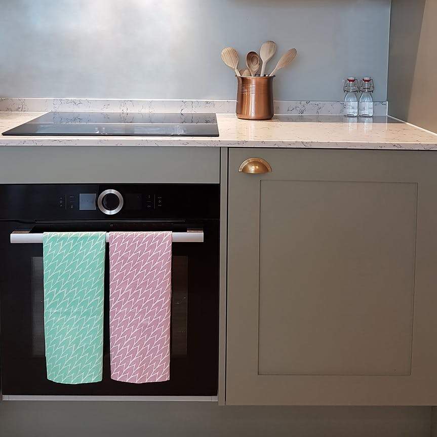 Laura Jackson - Laura Jackson Leaf Tea Towel / Pink & Mint 2 Pack - Kitchen Homeware - mzube - LTPM22