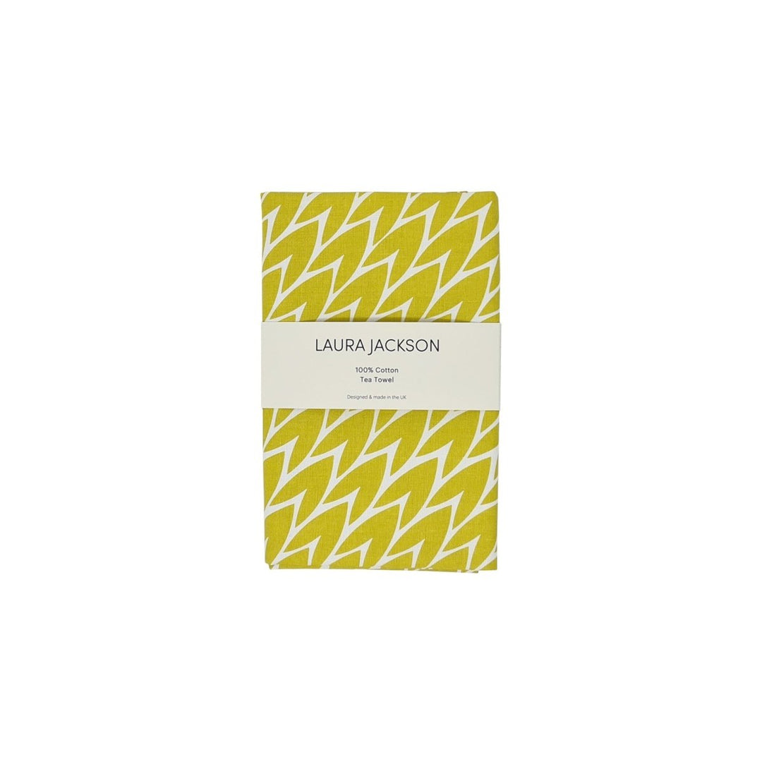 Laura Jackson - Laura Jackson Leaf Tea Towel / Yellow - Kitchen Homeware - mzube - LTYE02