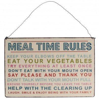 Rex - Meal Time Rules Vintage Hanging Metal Sign - Kitchen &amp; Dining - mzube - 24428