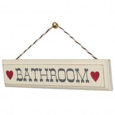Rustic Wooden Hanging Bathroom Sign - mzube Bathroom