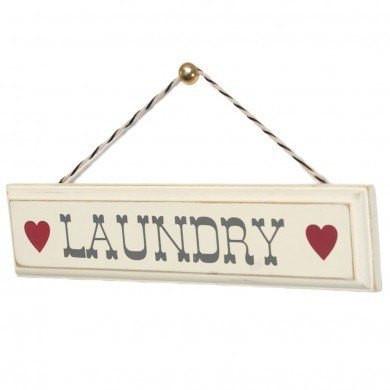 Rustic Wooden Hanging Laundry Sign - mzube Bathroom