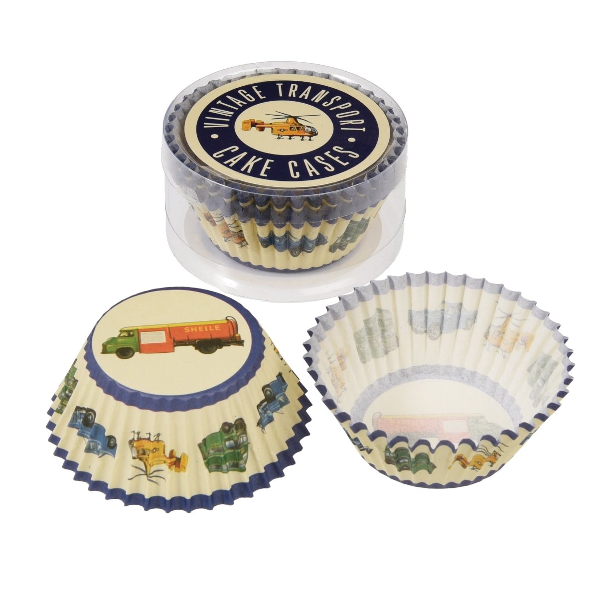 Set 50 Cupcake Cases Vintage Transport